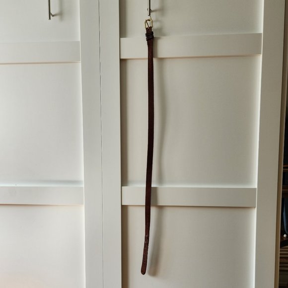 Brown leather belt with brass buckle size 36 - Picture 2 of 4